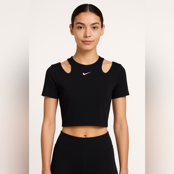Nike Tops - Nike Black Cutout Shoulder Crop Top | Size S